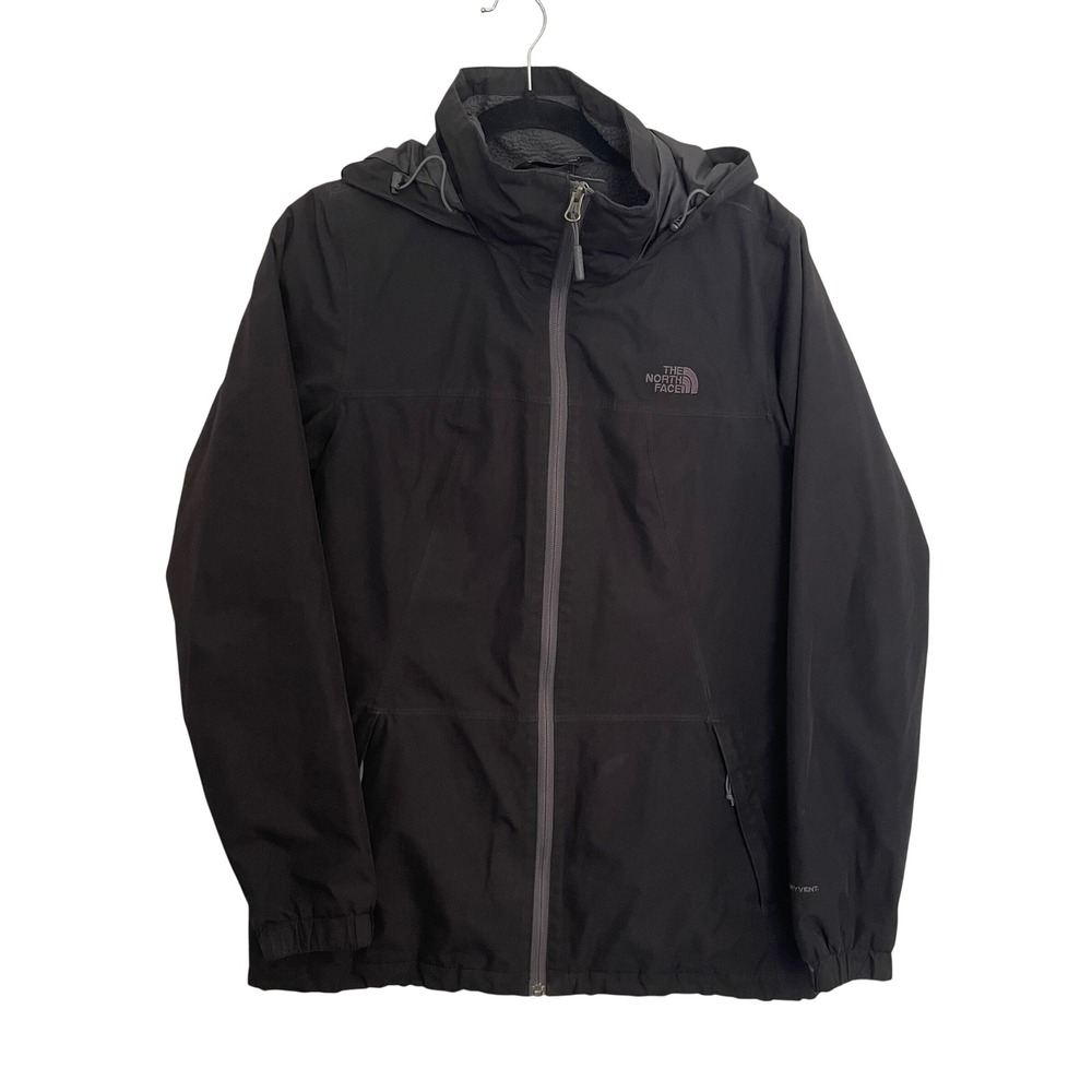 The North Face Womens DryVent Black Hooded Fleece Lined Rain Jacket Size M
